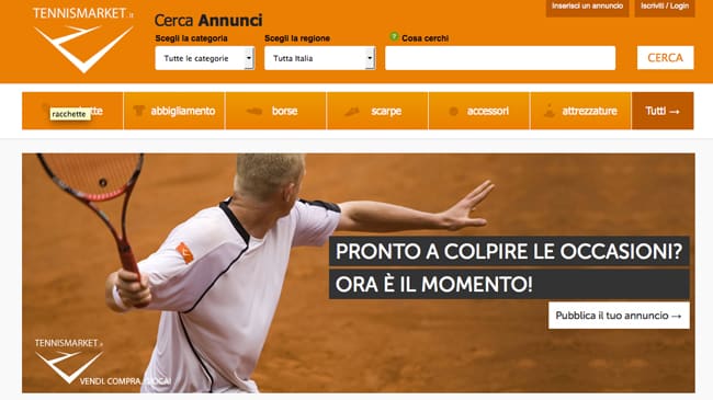 TennisMarket.it, il primo portale di compravendita sul tennis