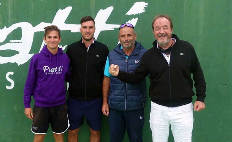 Alcuni dei nuovi arrivi nello staff del Piatti Tennis Center. Da sinistra: Lorenzo Vano, Max Phillips, Karim Perona e Riccardo Piatti