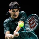 Lorenzo SONEGO of Italy during the third day of the Rolex Paris Masters 2025, ATP Masters 1000 tennis tournament on October 29, 2025 at La Defense Arena in Nanterre near Paris, France