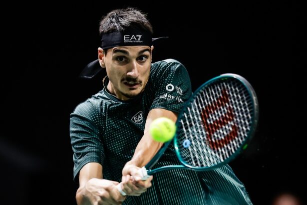 Lorenzo SONEGO of Italy during the third day of the Rolex Paris Masters 2025, ATP Masters 1000 tennis tournament on October 29, 2025 at La Defense Arena in Nanterre near Paris, France