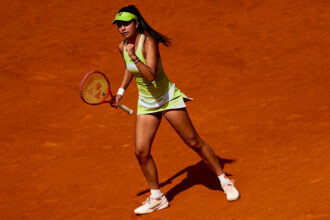 Petra Marcinko esulta al WTA 1000 di Madrid