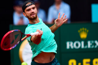 Tomas Machac con il dritto a Madrid