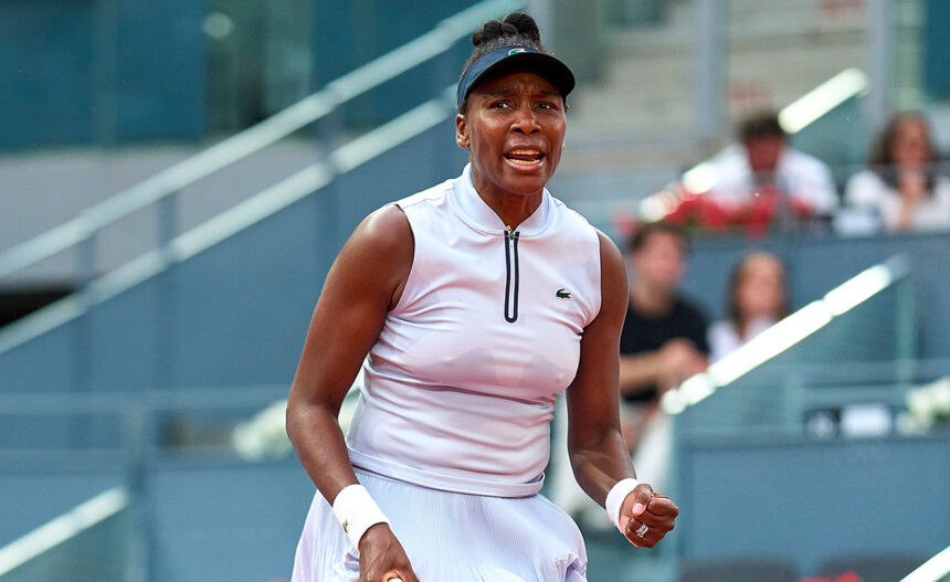 Venus Williams esulta al WTA 1000 di Madrid