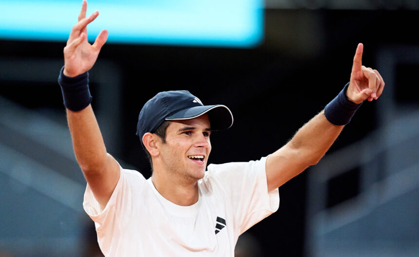 Rafa Jodar esulta nel serale del Masters 1000 di Madrid 2026
