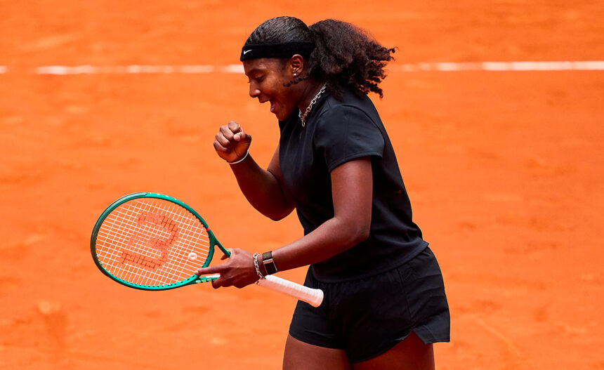 Hailey Baptiste in azione al WTA 1000 di Madrid
