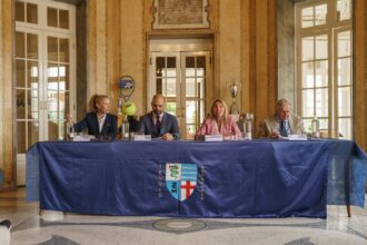 La conferenza stampa di presentazione del 66° Trofeo Bonfiglio, tenuta in mattinata al Tennis Club Milano Alberto Bonacossa (foto Luigi Leonardi)