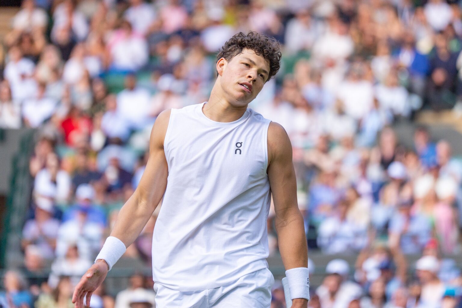 Ben Shelton nel torneo di Wimbledon 2025