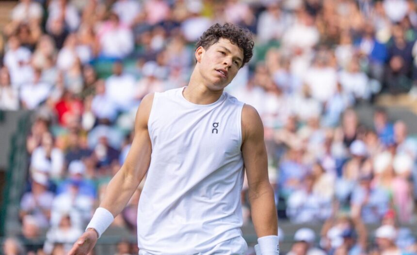 Ben Shelton nel torneo di Wimbledon 2025